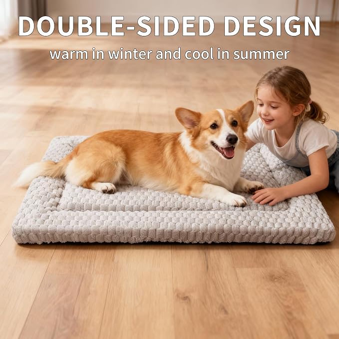 Dog Bed Mat, Reversible & Ultra Soft Kennel Pad-Machine Washable Pet Bed - Image 6