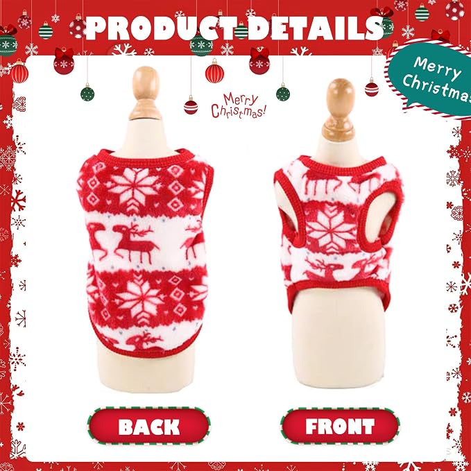 2 Pieces Teacup Dog Clothes Dog Christmas Outfit Puppy Sweater - Image 4