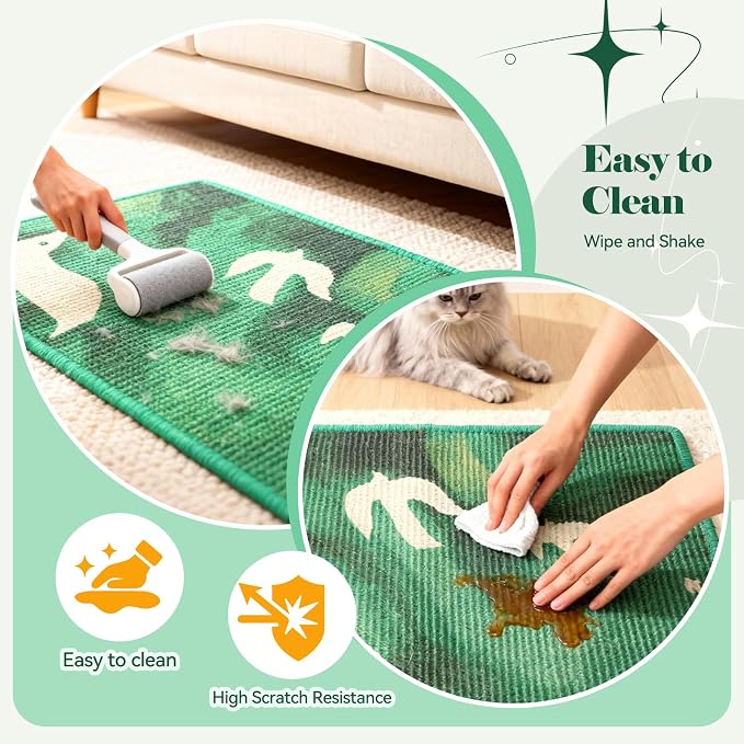 3-in-1 Sisal Cat Scratcher Mat 23.6x15.7'' Protects Carpet Couch & Furniture - Image 5