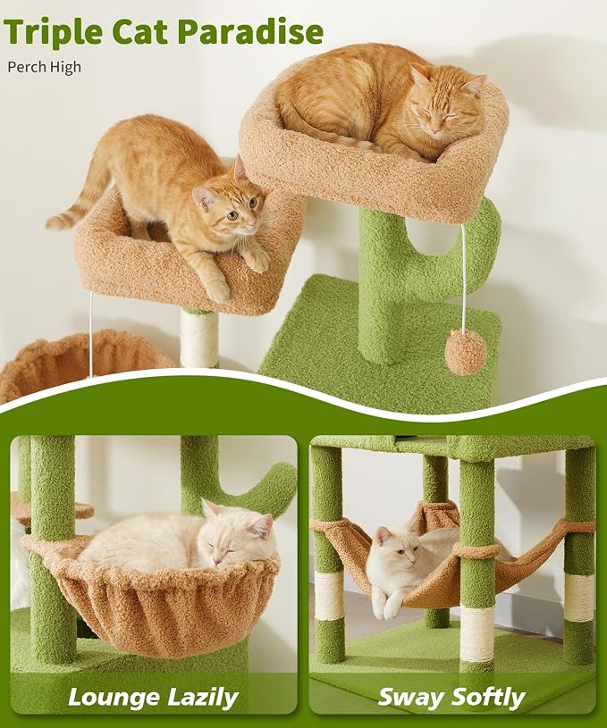AMHANCIBLE Cactus Cat Tree, 70 Inch Tall Cat Tower - Image 4