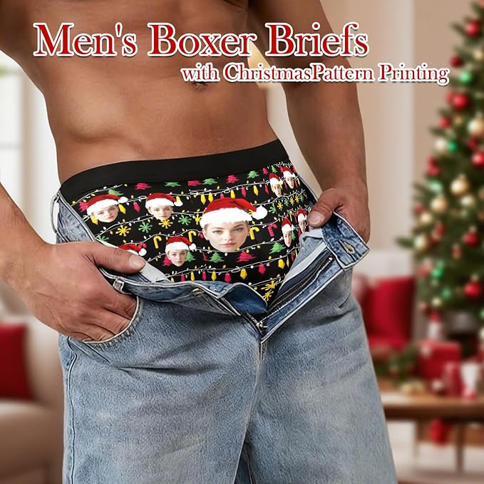 M YESCUSTOM Custom Faces Funny Short Briefs Gift - Image 3