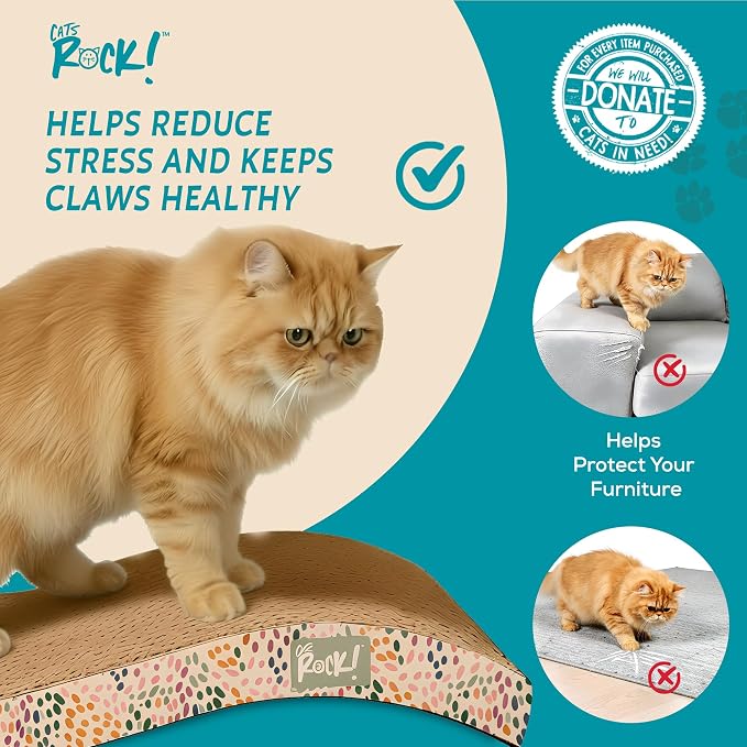 Cats Rock Scratching Board for Indoor Cats, Corrugated Cardboard Cat Scratcher - Image 3