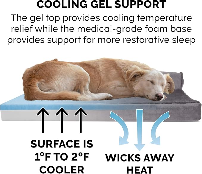 Furhaven Cooling Gel Dog Bed for Large/Medium Dogs w/ Removable Bolsters & - Image 4