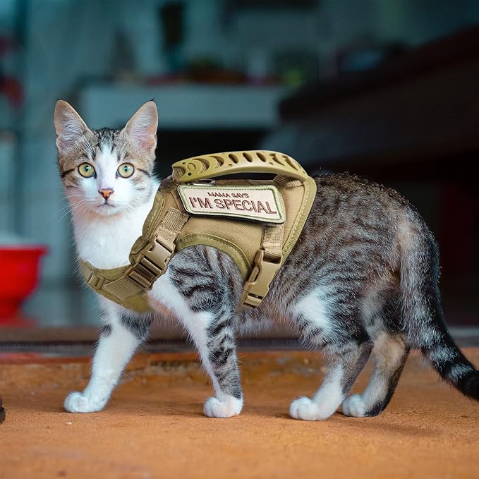 AIWAI Tactical Cat Harness for Walking Escape Proof, Adjustable Pet Vest Harness - Image 3