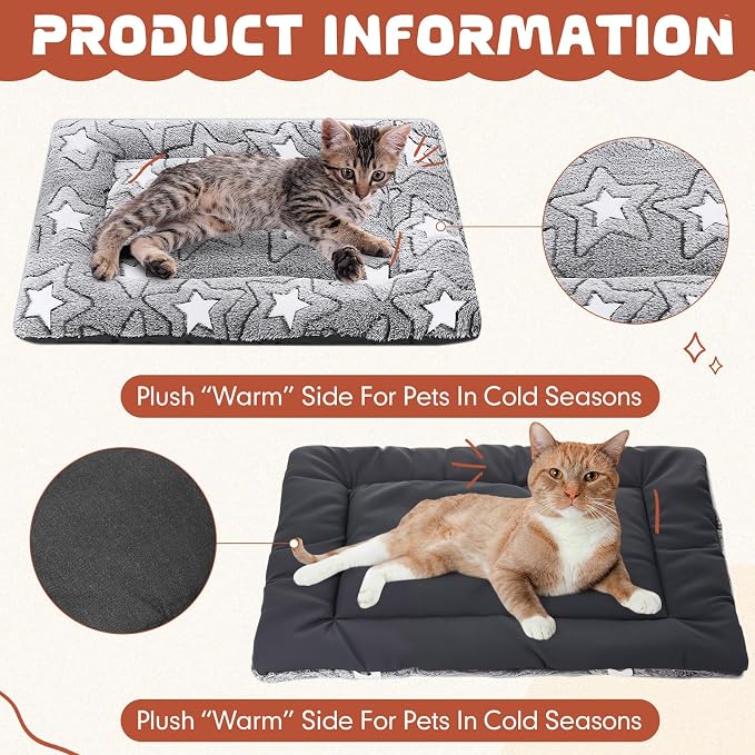 Namalu 2 Pcs Winter Dog Crate Pad Cat Bed Mat Kennel Reversible Warm Cool Cozy - Image 3