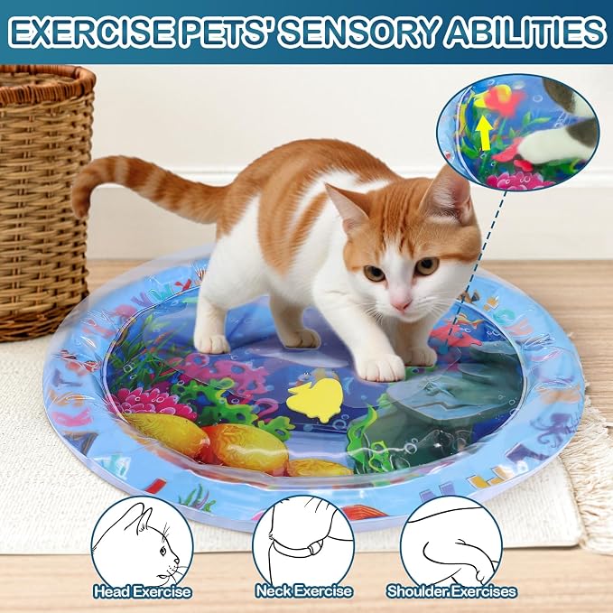 ZALALOVA Water Sensory Playmat for Cats, Thickened Upgraded Cat Dog Toys Bored - Image 2