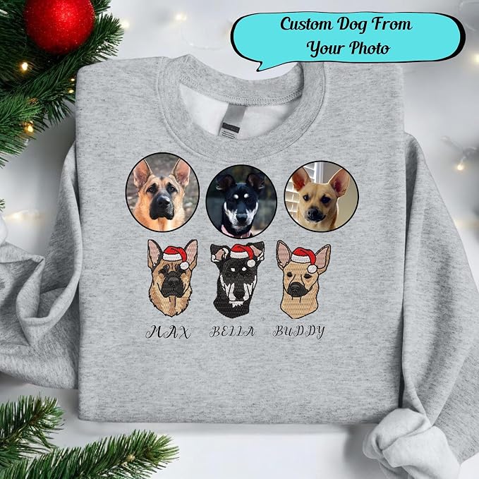 Custom Dog Portrait Embroidered Sweatshirt Pet Photo Embroidery Design Your Pet - Image 5