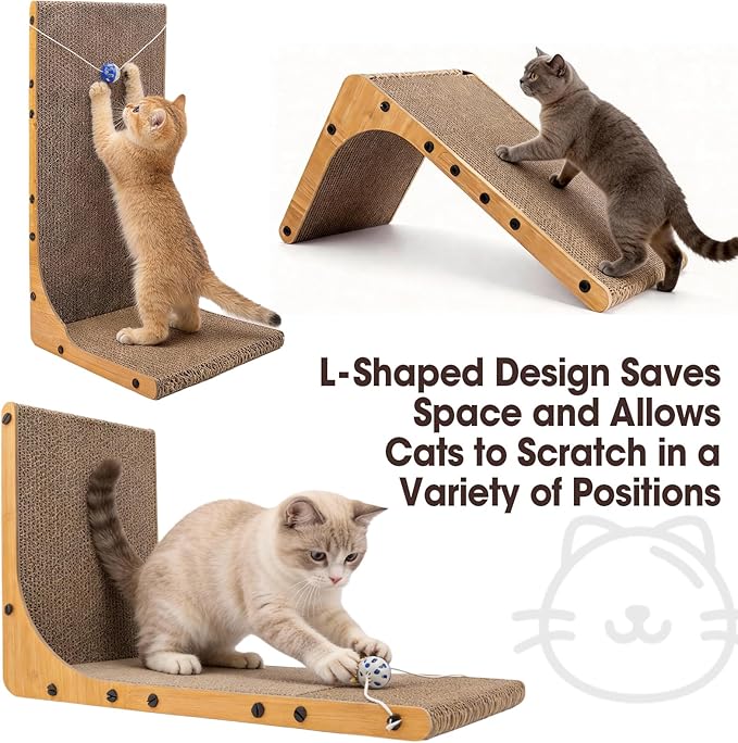 Cat Scratcher, 23.6 Inch L Shape Vertical Cat Scratching Board - Image 3