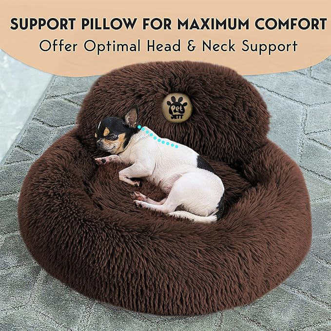 PetJett Calming Dog Bed for Small Dogs – 23" Donut Dog Beds, Anti-Slip & - Image 2