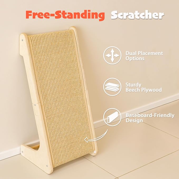 PETKARAY L Shape Cat Scratcher, Sisal Kitty Scratching Ramp, Vertical Scratch - Image 6