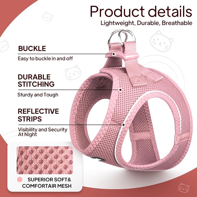 TwoEar Cat Harness Escape Proof, Soft Dog Vest Harness Adjustable, Breathable - Image 2