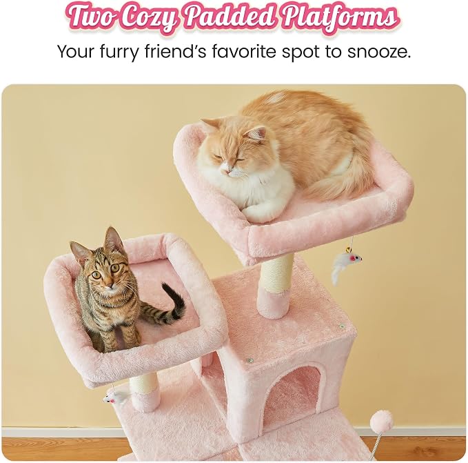 MWPO 70.1-Inch Pink Large Cat Tree, Plush Cat Condo - Image 8
