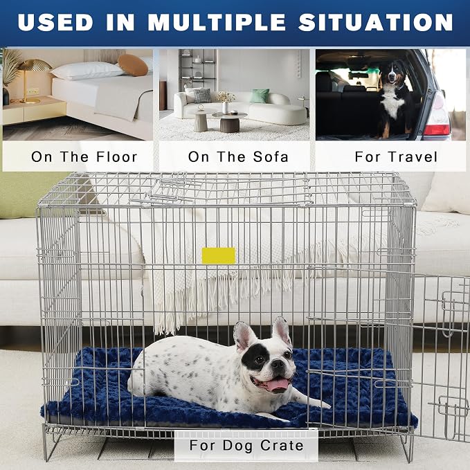 Washable Dog Bed Mat Soft Dog Crate Pad Fluffy Pet Kennel Beds Sleeping Mattress - Image 2