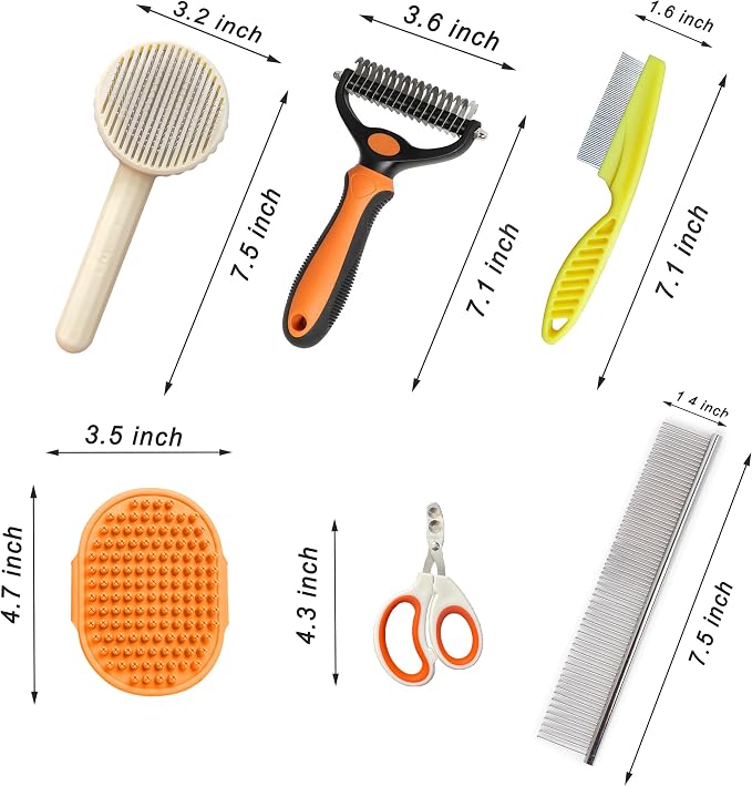 Cat Grooming Brush Kit 6 Tools - Image 6
