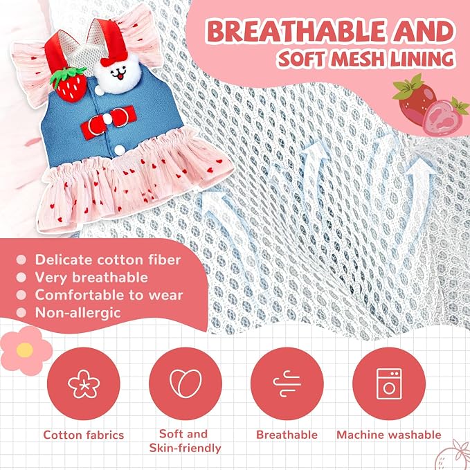 Small Dog Harness and Leash Set Denim Cat Harness Dress - Image 5
