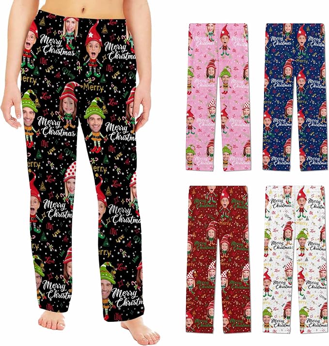 Custom Pajama Pants Women Personalized Face Pajamas Bottom Couple Pajama Pants by MYESCUSTOM