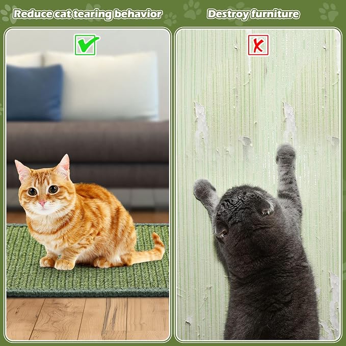 4 Pcs Cat Scratcher Mat Sisal Scratch Mats Horizontal Floor Scratching Pad Rug - Image 4