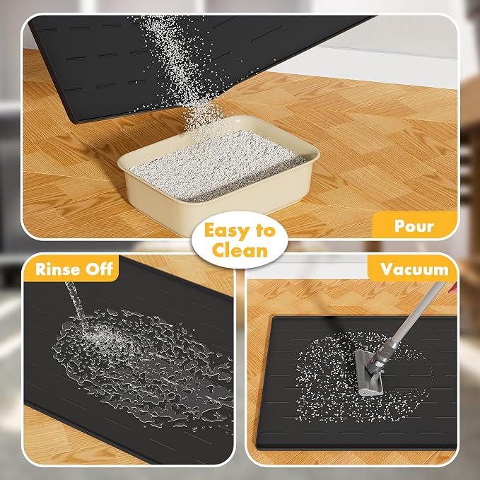 Pieviev Silicone Cat Litter Trapping Mat, Waterproof Kitty Litter Pads - Image 5