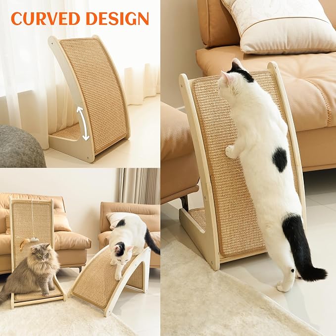 PETKARAY Cat Scratcher, Sisal Cat Scratch Pad, Curved Scratching Board - Image 6