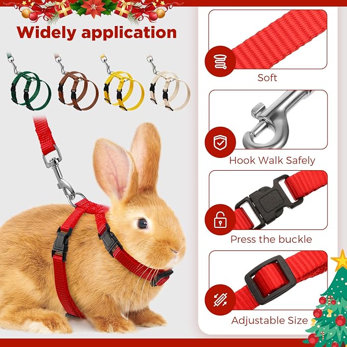 Outus 5 Pieces Adjustable Rabbit Harness and Leash Set Escape Proof Bunny - Image 2