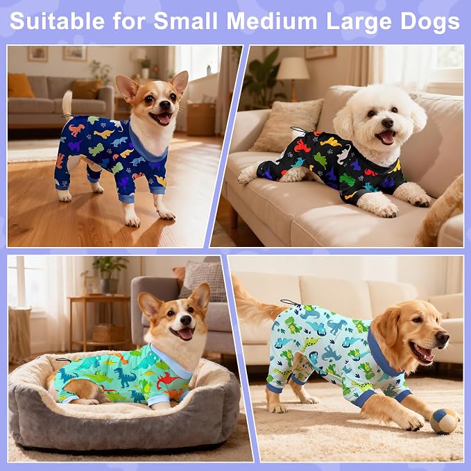 Bienbee Dog Pajamas, 4 Pack Dog Recovery Suit Shedding Suit Cute Soft Puppy - Image 3