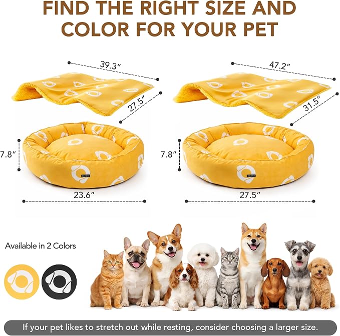PETNOVO Dog & Cat Bed with Blanket – Removable Cover, Reversible Cushion - Image 2