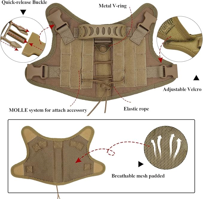 Tactical Dog Training Harness Outdoor Working Vest Adjustable Military MOLLE - Image 4