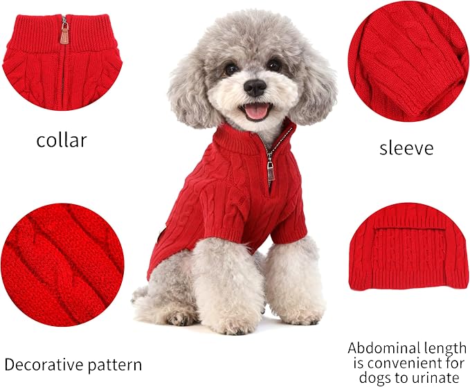 Small/Medium Dog Sweater, Warm Dog Winter Coat w/Sleeves, Comfortable High Neck - Image 6
