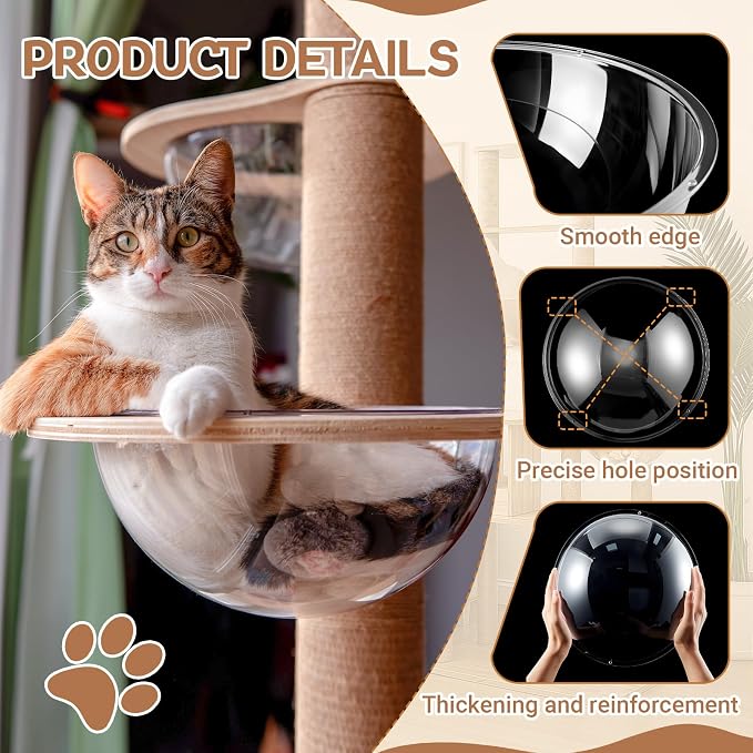 6 Pcs Acrylic Dome Cat Bubble, 11.8 Inch Space Transparent Capsule Cover Clear - Image 3