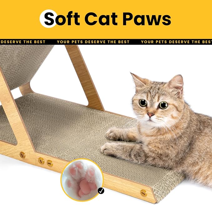 A-Frame Cat Scratchers for Indoor Cats, Wood Frame & Recycled Cardboard Scratch - Image 7
