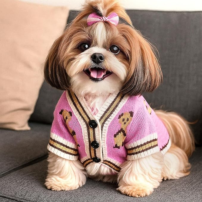 Small Dog Sweaters Cute Bear Dog Cardigans Clothes - Image 7
