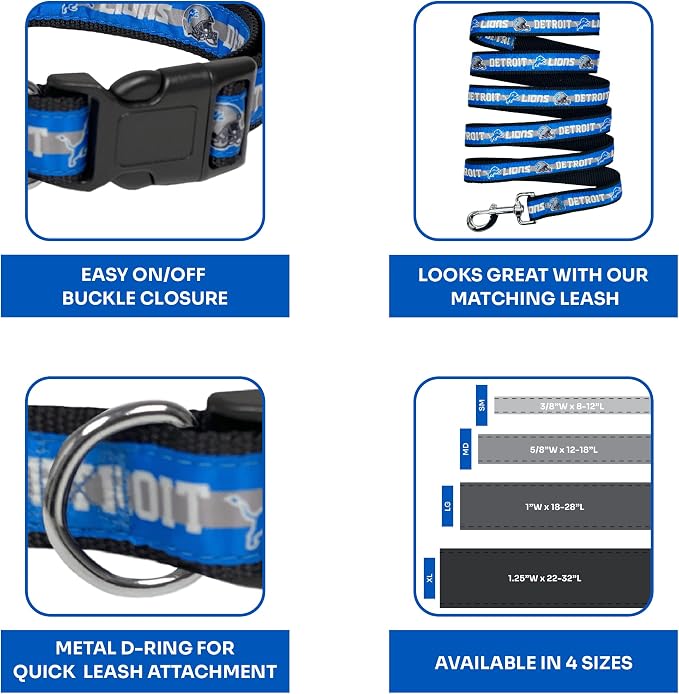 NFL PET Collar Detroit Lions Dog Collar, X-Large Football Team Collar - Image 6