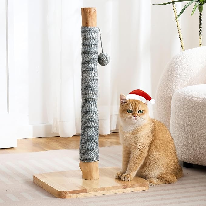 29" Tall Cat Scratching Post for Indoor Cats Adults, Extra-Stable & Natural by Kicari