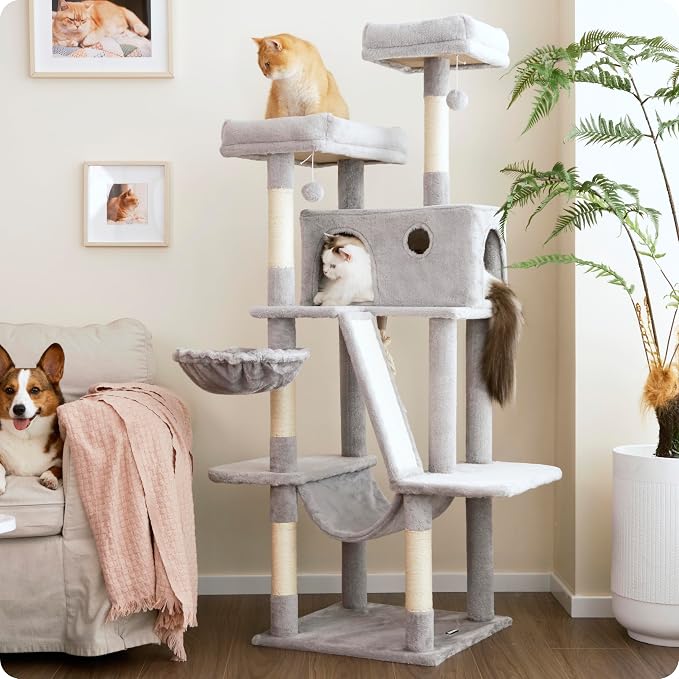 Ouritsu Cat Tree, 61 inch Tall Cat Tower by OURITSU