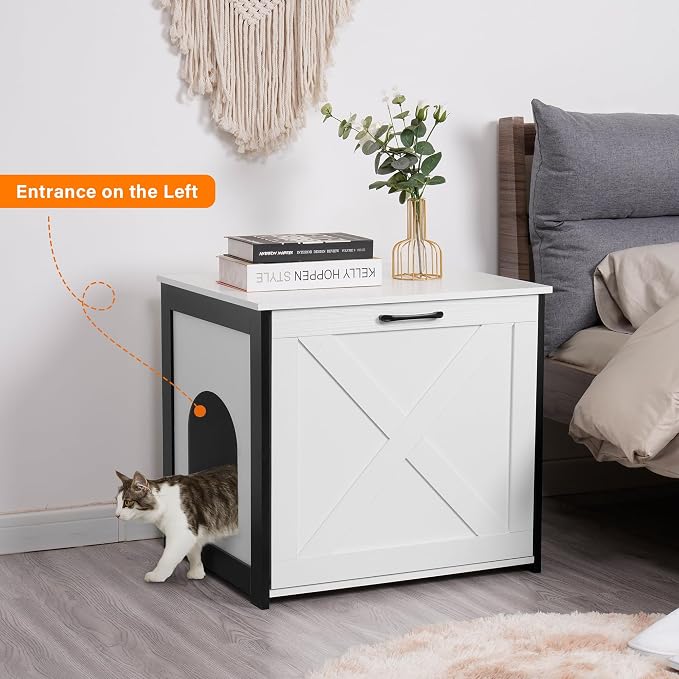 Dwanton Cat Litter Box Furniture Hidden, Cat Litter Box Enclosure, Reversible - Image 3