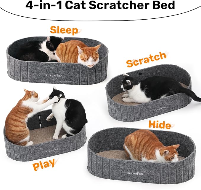 FUKUMARU Cat Scratcher, 24 Inch Sofa Shape Cat Scratcher Couch Bed, Reversible - Image 3
