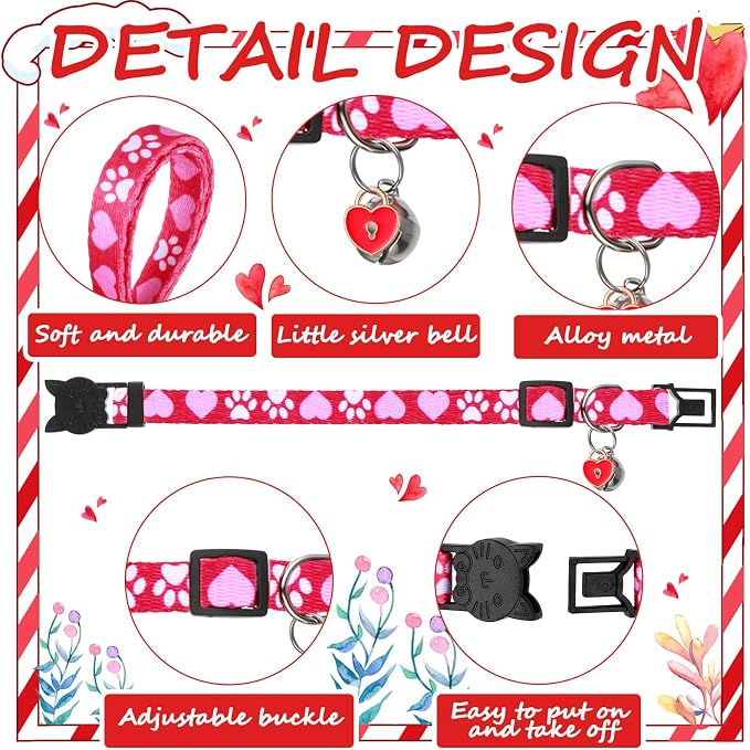 8 Pcs St. Patrick's Day Adjustable Cat Collar Easter Cat Collar - Image 7