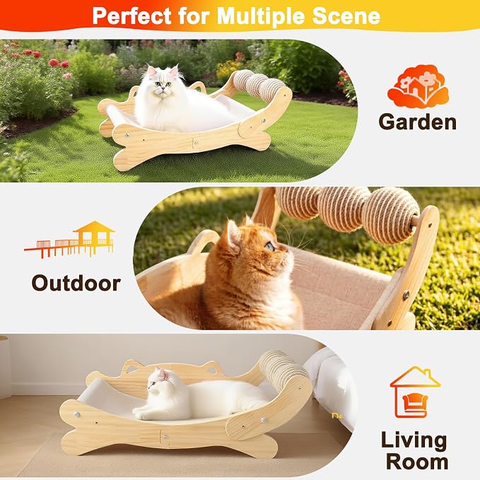 3-in-1 Cat Scratcher Bed for Indoor Cats Sisal Scratcher & Hammock Lounge - Image 2