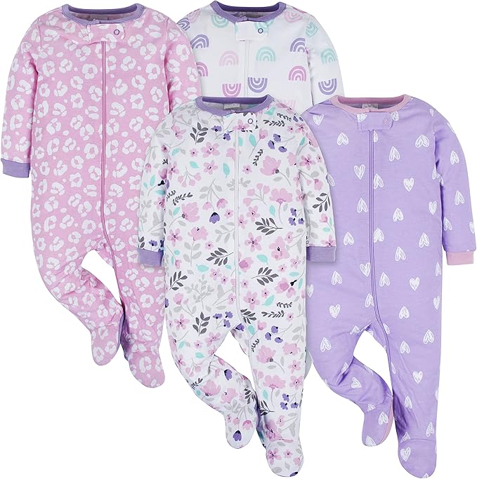 Onesies Brand Baby Girls' 4-pack Sleep 'N Play Footies Multi Pack by OnesiesBrand