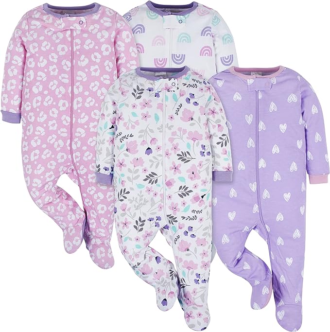 Onesies Brand Baby Girls' 4-pack Sleep 'N Play Footies Multi Pack by OnesiesBrand