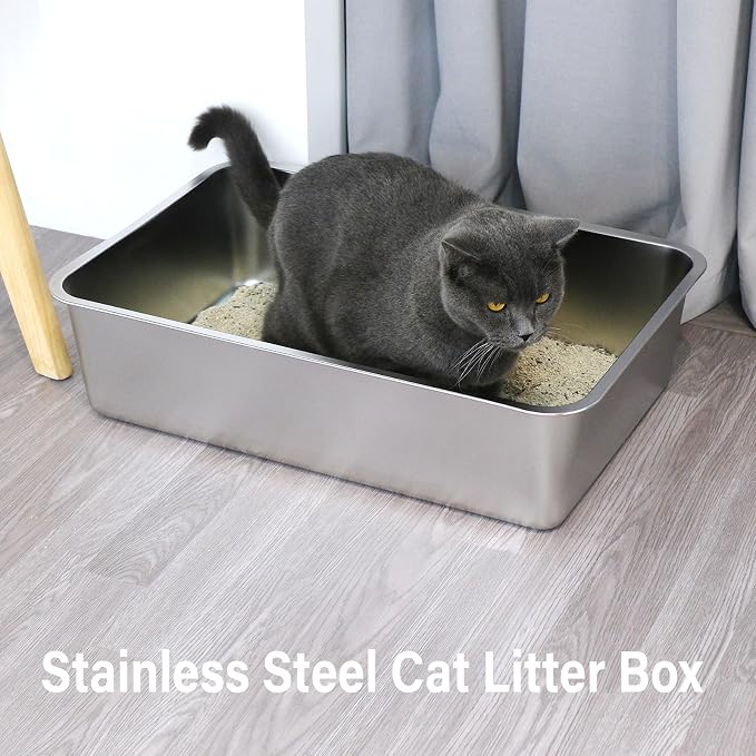 Stainless Steel Litter Box XL 2Pcs, XLarge Metal Cat Litter Box, Cat LitterBox - Image 6