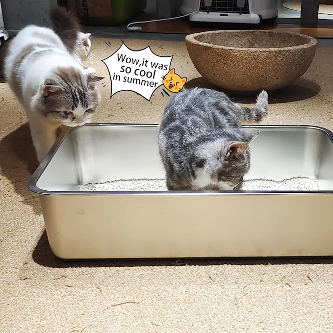 LIHONG Stainless Steel Cat Litter Box, Extra Large Metal Litter Box - Image 6
