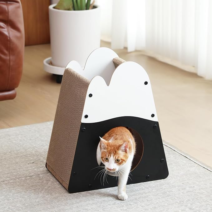 FUKUMARU Cat Scratcher House, 19.5 Inch Cozy Cardboard Cat Scratcher, Moutain - Image 9