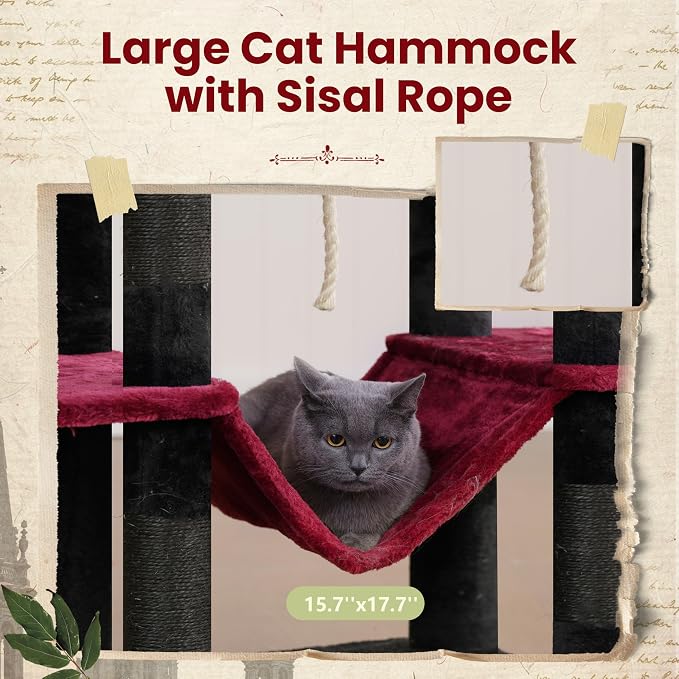 Tall Cat Tree, Large Cat Tower for Adult Cats, 80.7'' Heavy-Duty Cat Tree House - Image 3