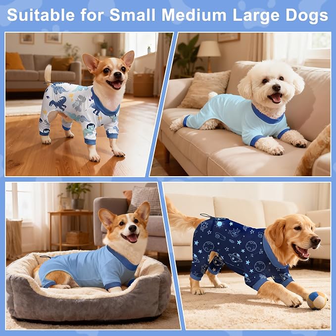 Bienbee Dog Pajamas, 4 Pack Dog Recovery Suit Shedding Suit Cute Soft Puppy - Image 3
