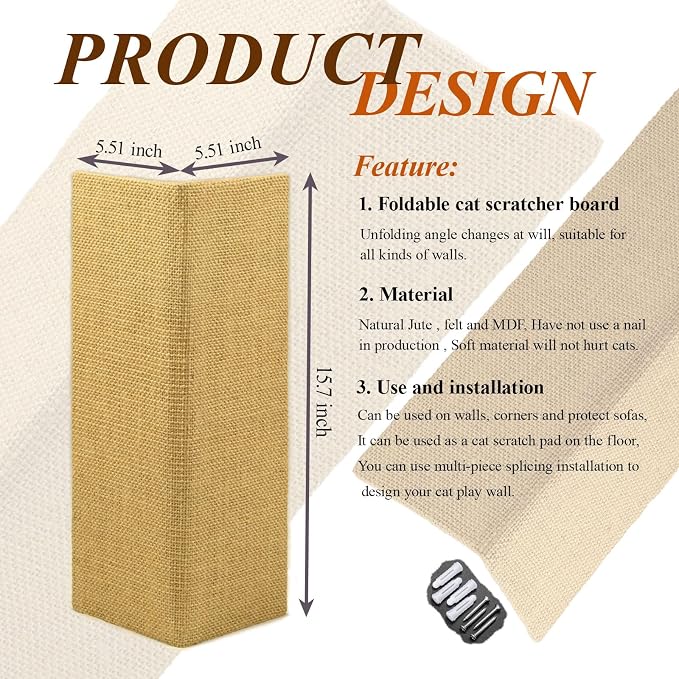 Hutpet 2Pcs Packing Foldable Cat Scratcher Board, Sofa Wall Corner Cat - Image 2