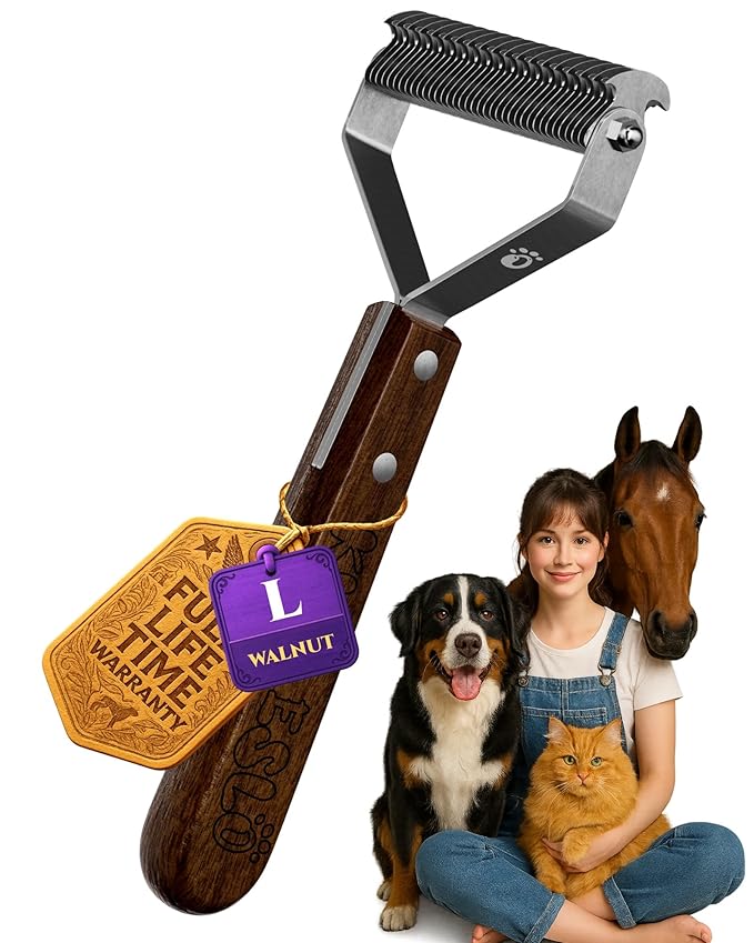 Dog Brush for Shedding 20 Blade Dematting Tool Pet Brush Dual Side, Undercoat by KIZOESLO