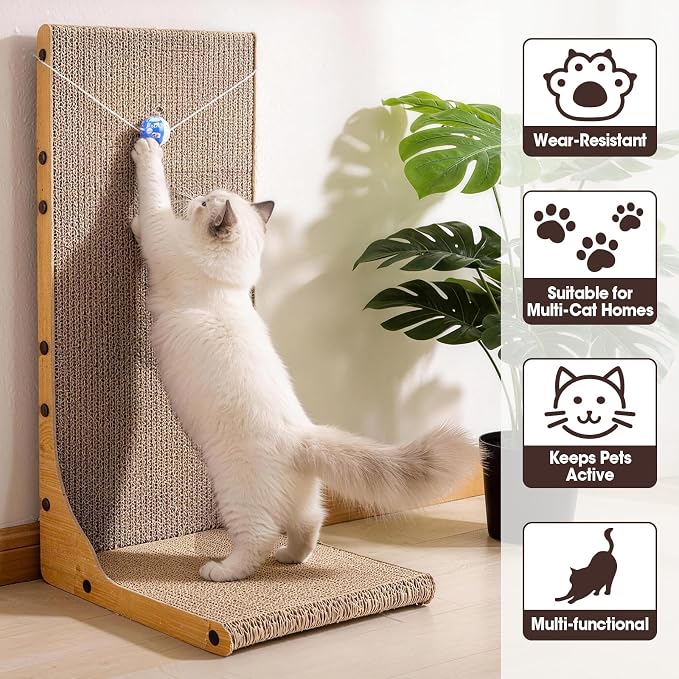 Cat Scratcher, 23.6 Inch L Shape Vertical Cat Scratching Board - Image 5