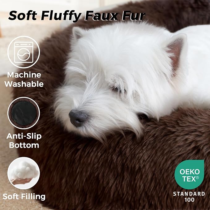 Calming Dog Bed & Cat Bed for Indoor Cats, Medium Size Washable Anti-Slip - Image 3