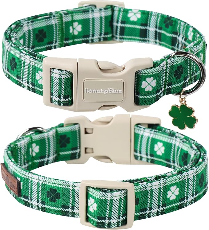 Lionet Paws St. Patrick Dog Collar, Comfortable Adjustable Green Collar - Image 3